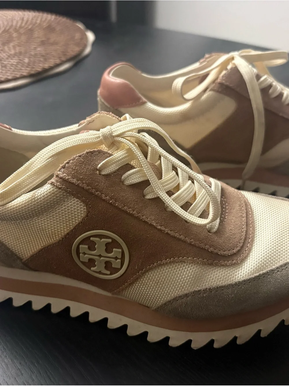 Tory Burch Cream, Blush and Taupe Suede-Trim Women's Sneakers